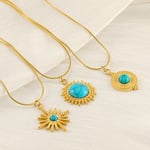 Gold color / 1 Piece Classic Series Retro Geometric Stainless Steel  Gold Color Women's Pendant Necklaces 